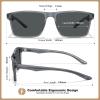 imageCARFIA Retro Acetate Mens Sunglasses Polarized Classic Square Sun Glasses CA62162Transparent Grey Frame Grey Lens