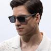 imageCARFIA Retro Acetate Mens Sunglasses Polarized Classic Square Sun Glasses CA62162Transparent Grey Frame Grey Lens