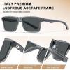 imageCARFIA Retro Acetate Mens Sunglasses Polarized Classic Square Sun Glasses CA62162Transparent Grey Frame Grey Lens