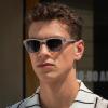 imageCARFIA Retro Mens Sunglasses Womens Polarized Thick Acetate Frame Durable Metal Hinge Premium ThreePoint Rivets Glasses4clear Grey Frame Grey Lens