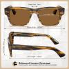 imageCARFIA Retro Mens Sunglasses Womens Polarized Thick Acetate Frame Durable Metal Hinge Premium ThreePoint Rivets Glasses5brown Stripe Frame Brown Lens