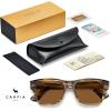 imageCARFIA Retro Mens Sunglasses Womens Polarized Thick Acetate Frame Durable Metal Hinge Premium ThreePoint Rivets Glasses5brown Stripe Frame Brown Lens