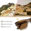 imageCARFIA Retro Mens Sunglasses Womens Polarized Thick Acetate Frame Durable Metal Hinge Premium ThreePoint Rivets Glasses5brown Stripe Frame Brown Lens