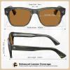 imageCARFIA Retro Mens Sunglasses Womens Polarized Thick Acetate Frame Durable Metal Hinge Premium ThreePoint Rivets Glasses7green Stripe Frame Brown Lens