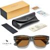 imageCARFIA Retro Mens Sunglasses Womens Polarized Thick Acetate Frame Durable Metal Hinge Premium ThreePoint Rivets Glasses7green Stripe Frame Brown Lens
