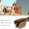 imageCARFIA Retro Mens Sunglasses Womens Polarized Thick Acetate Frame Durable Metal Hinge Premium ThreePoint Rivets Glasses7green Stripe Frame Brown Lens