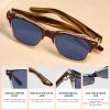 imageCARFIA Retro Polarized Sunglasses For Men UV400 Protection Square Arrow Rivet Trendy Classic Thick Shades1brown Frame Blue Lens
