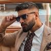 imageCARFIA Retro Polarized Sunglasses For Men UV400 Protection Square Arrow Rivet Trendy Classic Thick Shades1brown Frame Blue Lens