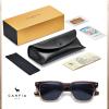imageCARFIA Retro Polarized Sunglasses For Men UV400 Protection Square Arrow Rivet Trendy Classic Thick Shades1brown Frame Blue Lens