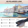 imageCARFIA Retro Polarized Sunglasses For Men UV400 Protection Square Arrow Rivet Trendy Classic Thick Shades2blue Frame Gray Lens