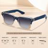 imageCARFIA Retro Polarized Sunglasses For Men UV400 Protection Square Arrow Rivet Trendy Classic Thick Shades2blue Frame Gray Lens