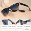 imageCARFIA Retro Polarized Sunglasses For Men UV400 Protection Square Arrow Rivet Trendy Classic Thick Shades2blue Frame Gray Lens