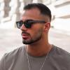 imageCARFIA Retro Polarized Sunglasses For Men UV400 Protection Square Arrow Rivet Trendy Classic Thick Shades3black Frame Black Lens