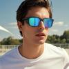 imageCARFIA Sports Casual Mens Womens Polarized Sunglasses  Removable Side Shield UV Protection CA0921Black Framed Light Blue Lens