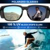 imageCARFIA Sports Casual Mens Womens Polarized Sunglasses  Removable Side Shield UV Protection CA0921Black Framed Light Blue Lens