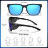 imageCARFIA Sports Casual Mens Womens Polarized Sunglasses  Removable Side Shield UV Protection CA0921Black Framed Light Blue Lens