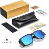 imageCARFIA Sports Casual Mens Womens Polarized Sunglasses  Removable Side Shield UV Protection CA0921Black Framed Light Blue Lens