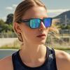 imageCARFIA Sports Casual Mens Womens Polarized Sunglasses  Removable Side Shield UV Protection CA0921Black Framed Light Blue Lens
