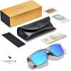 imageCARFIA Sports Casual Mens Womens Polarized Sunglasses  Removable Side Shield UV Protection CA0921Gray Frame Ice Blue Lens
