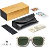 imageCARFIA Vintage Polarized Sunglasses for Men Women Lightweight Durable Design with UV Protection CA5200B Clear Light Yellow Frame Green Lens