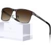 imageCARFIA Metal Mens Sunglasses Polarized  UV400 Protection Cool Shades with Grid Pattern ampamp Leather Case CA5223C Matte Brown Frame  Brown Gradient Lens