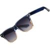 imageCARFIA Retro Polarized Sunglasses For Men UV400 Protection Square Arrow Rivet Trendy Classic Thick Shades2blue Frame Gray Lens