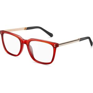 imageCARFIA Acetate Frame Blue Light Blocking Glasses for Women Small Face  Filter Blue Ray Computer Game Glasses CA5354Red Frame