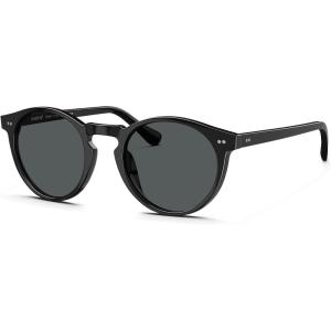 imageCARFIA Acetate Vintage Round Polarized Sunglasses for Men UV400 Lenses Handcrafted Frame9 Black Frame Grey Lens