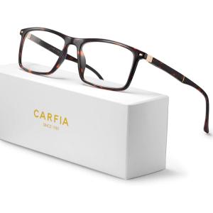 imageCARFIA Rectangle Blue Light Blocking Glasses for Men UV Protection Computer Gaming GlassesTortoise Frame