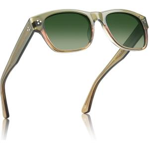 imageCARFIA Retro Mens Sunglasses Womens Polarized Thick Acetate Frame Durable Metal Hinge Premium ThreePoint Rivets Glasses6twotones Frame Green Gradient Lens