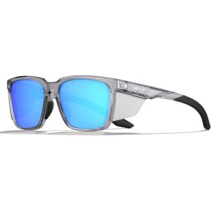 imageCARFIA Sports Casual Mens Womens Polarized Sunglasses  Removable Side Shield UV Protection CA0921Gray Frame Ice Blue Lens