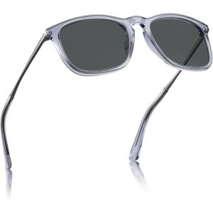 imageCARFIA Vintage Polarized Sunglasses for Men Women Lightweight Durable Design with UV Protection CA5200C Transparent Light Grey Framed Grey Lens