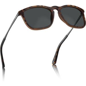 imageCARFIA Vintage Polarized Sunglasses for Men Women Lightweight Durable Design with UV Protection CA5200F Grey Lenses Tortoise Frame