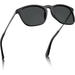 imageCARFIA Vintage Polarized Sunglasses for Men Women Lightweight Durable Design with UV Protection CA5200Grey Lenses Black Frame
