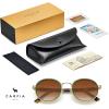 imageCARFIA AcetateMetal Frame Round Sunglasses for Women Polarized UV Protection Stylish Designer Eyewear CA19511translucent Green Frame  Gradual Brown Lens