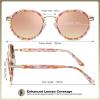imageCARFIA AcetateMetal Frame Round Sunglasses for Women Polarized UV Protection Stylish Designer Eyewear CA19512flower Tortoiseshell Frame  Pink Lens
