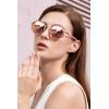 imageCARFIA AcetateMetal Frame Round Sunglasses for Women Polarized UV Protection Stylish Designer Eyewear CA19512flower Tortoiseshell Frame  Pink Lens