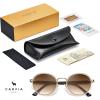 imageCARFIA AcetateMetal Frame Round Sunglasses for Women Polarized UV Protection Stylish Designer Eyewear CA19513white Brown Frame Gradual Tea Lens