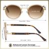 imageCARFIA AcetateMetal Frame Round Sunglasses for Women Polarized UV Protection Stylish Designer Eyewear CA19513white Brown Frame Gradual Tea Lens