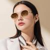 imageCARFIA AcetateMetal Frame Round Sunglasses for Women Polarized UV Protection Stylish Designer Eyewear CA19513white Brown Frame Gradual Tea Lens