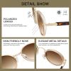 imageCARFIA AcetateMetal Frame Round Sunglasses for Women Polarized UV Protection Stylish Designer Eyewear CA19513white Brown Frame Gradual Tea Lens