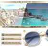 imageCARFIA AcetateMetal Frame Round Sunglasses for Women Polarized UV Protection Stylish Designer Eyewear CA19514white Frame Gradual Blue Lens