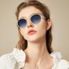 imageCARFIA AcetateMetal Frame Round Sunglasses for Women Polarized UV Protection Stylish Designer Eyewear CA19514white Frame Gradual Blue Lens