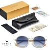 imageCARFIA AcetateMetal Frame Round Sunglasses for Women Polarized UV Protection Stylish Designer Eyewear CA19514white Frame Gradual Blue Lens