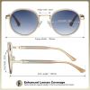 imageCARFIA AcetateMetal Frame Round Sunglasses for Women Polarized UV Protection Stylish Designer Eyewear CA19514white Frame Gradual Blue Lens