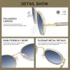 imageCARFIA AcetateMetal Frame Round Sunglasses for Women Polarized UV Protection Stylish Designer Eyewear CA19514white Frame Gradual Blue Lens