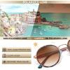 imageCARFIA AcetateMetal Frame Round Sunglasses for Women Polarized UV Protection Stylish Designer Eyewear CA19515saffron Frame Gradual Tea Lens