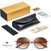 imageCARFIA AcetateMetal Frame Round Sunglasses for Women Polarized UV Protection Stylish Designer Eyewear CA19515saffron Frame Gradual Tea Lens