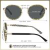 imageCARFIA AcetateMetal Frame Round Sunglasses for Women Polarized UV Protection Stylish Designer Eyewear CA19516white and Yellow Checkered Line Frame Grey Lens