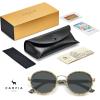 imageCARFIA AcetateMetal Frame Round Sunglasses for Women Polarized UV Protection Stylish Designer Eyewear CA19516white and Yellow Checkered Line Frame Grey Lens